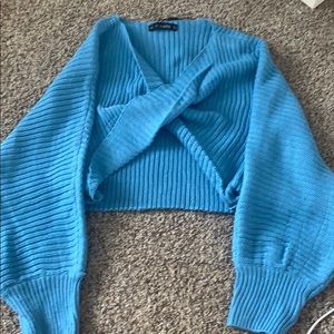 light blue cropped sweater